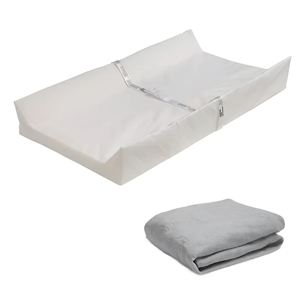 Cambiador Contorneado Bebé con Funda de Felpa Gris Suave y Cómoda para un Cambio de Pañal Seguro y Placentero